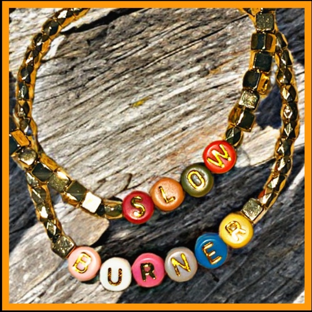Slow Burner beaded elastic Bracelet set  =( NEW )